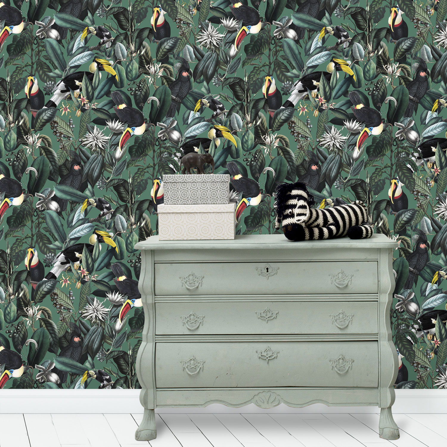 Jungle behang van Perron 11 in een gender neutrale babykamer