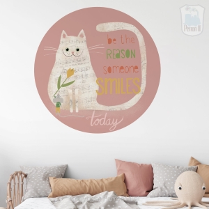 Wandcirkel Kat en Muis met handgeletterde quote