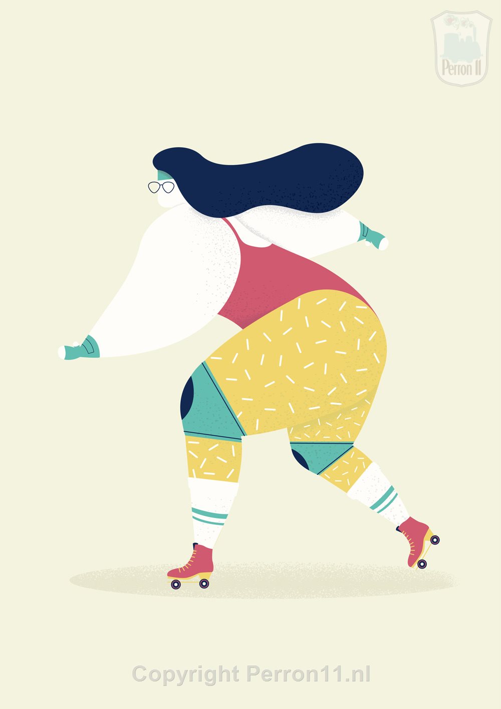 Illustratie van Eileen Boeijkens van vrouw op rolschaatsen