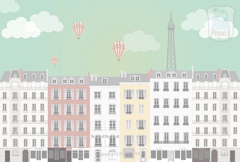 Stad Parijs posterbehang kinderkamer meisjeskamer babykamer tienerkamer