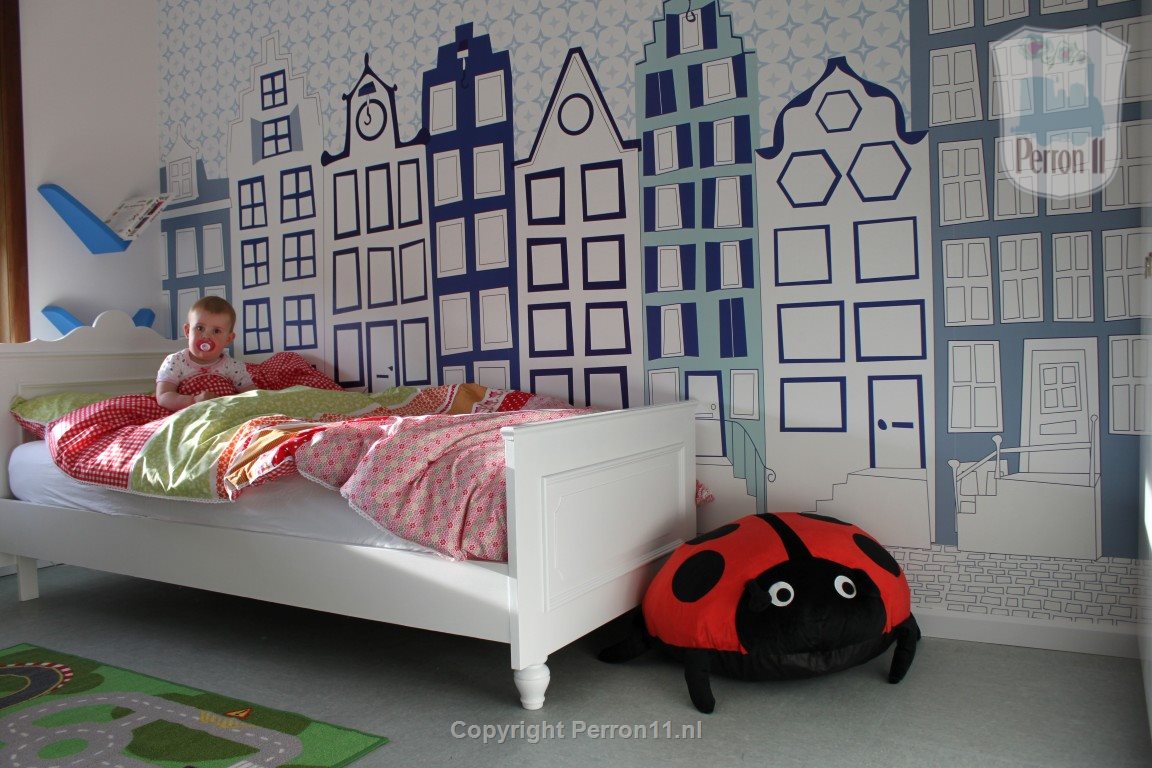 Grachtenpandjes in kinderkamer behang mural