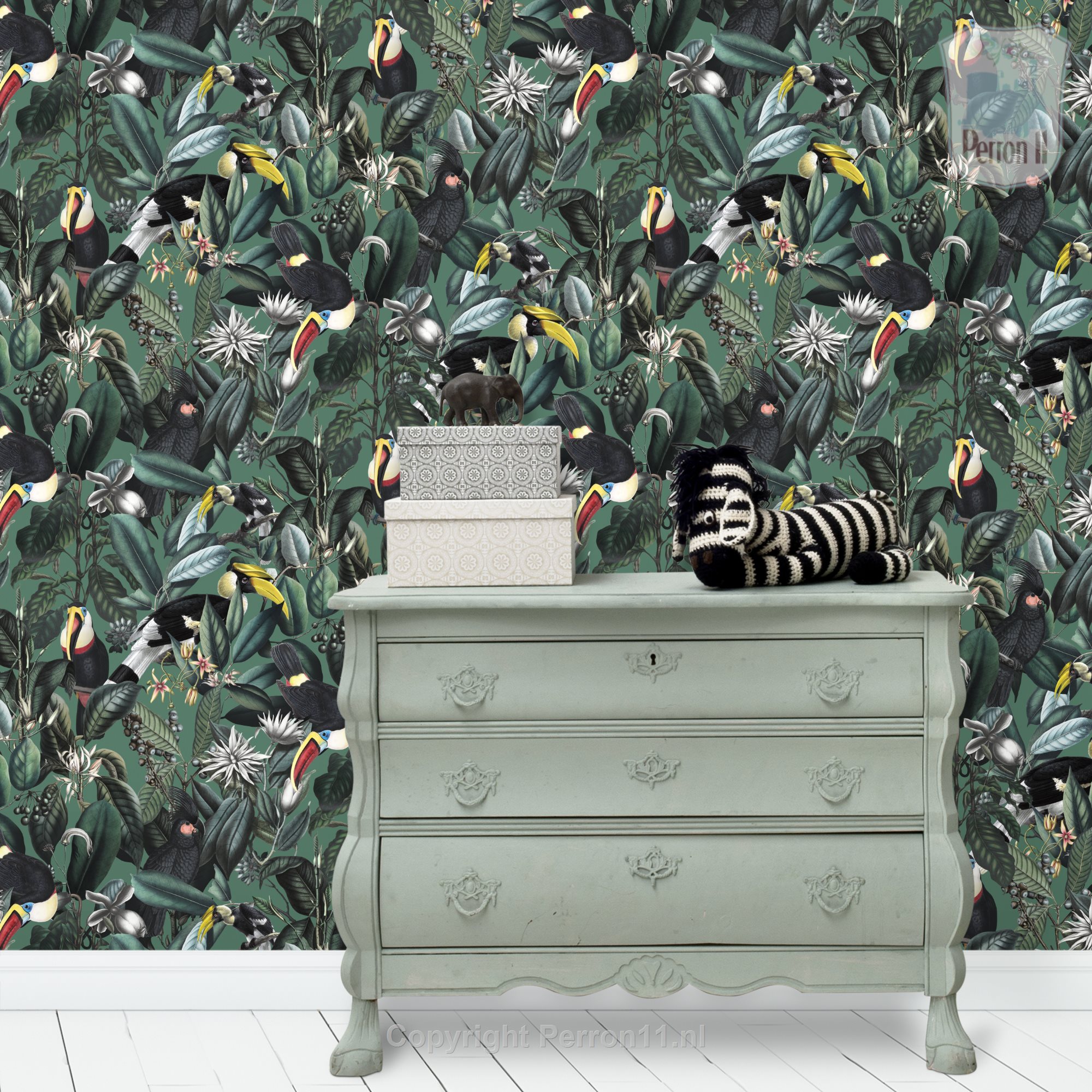 kinderbehang jungle dieren in de babykamer