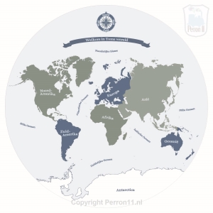 Behangcirkel Wereldkaart roze voor meisjeskamer