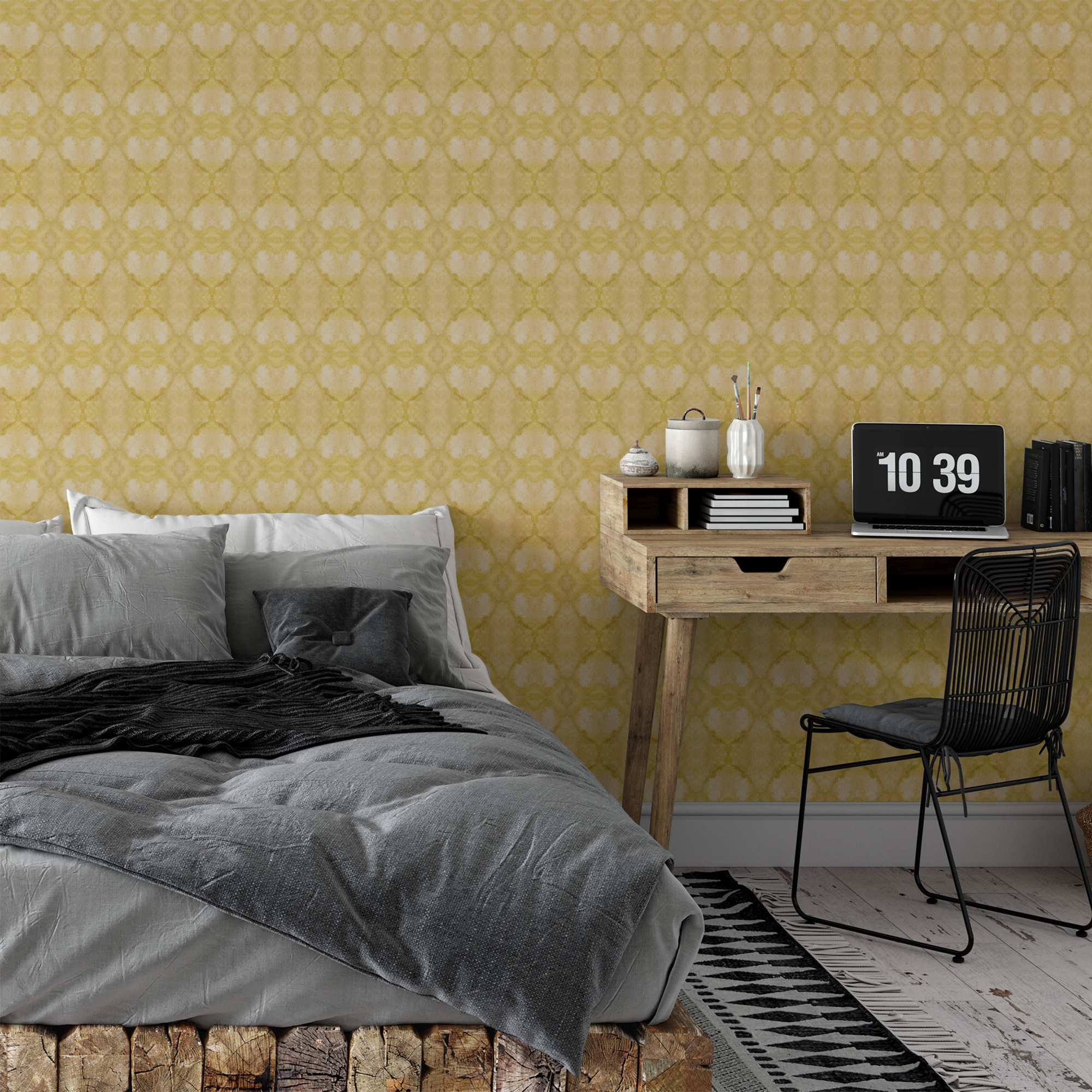 Hartjes behang Hearts in een slaapkamer