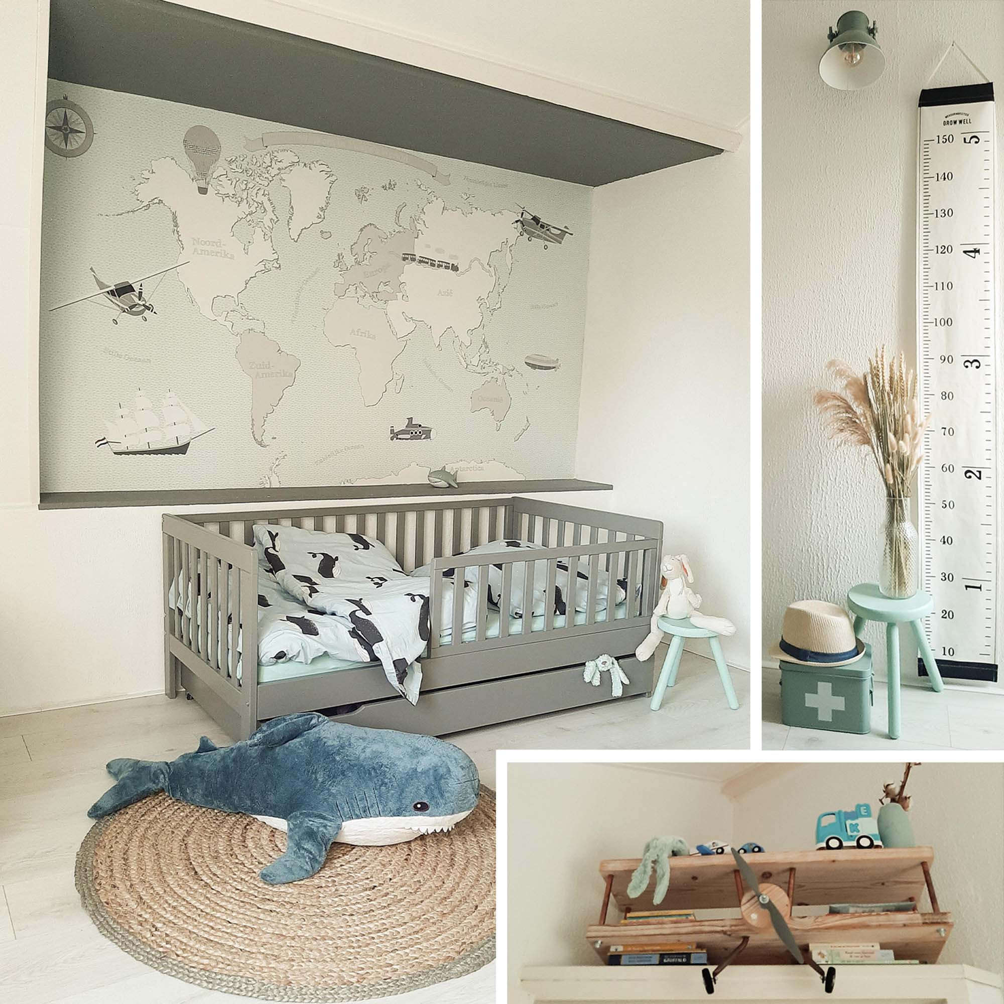 Avontuurlijke kinderkamer met wereldkaart behang